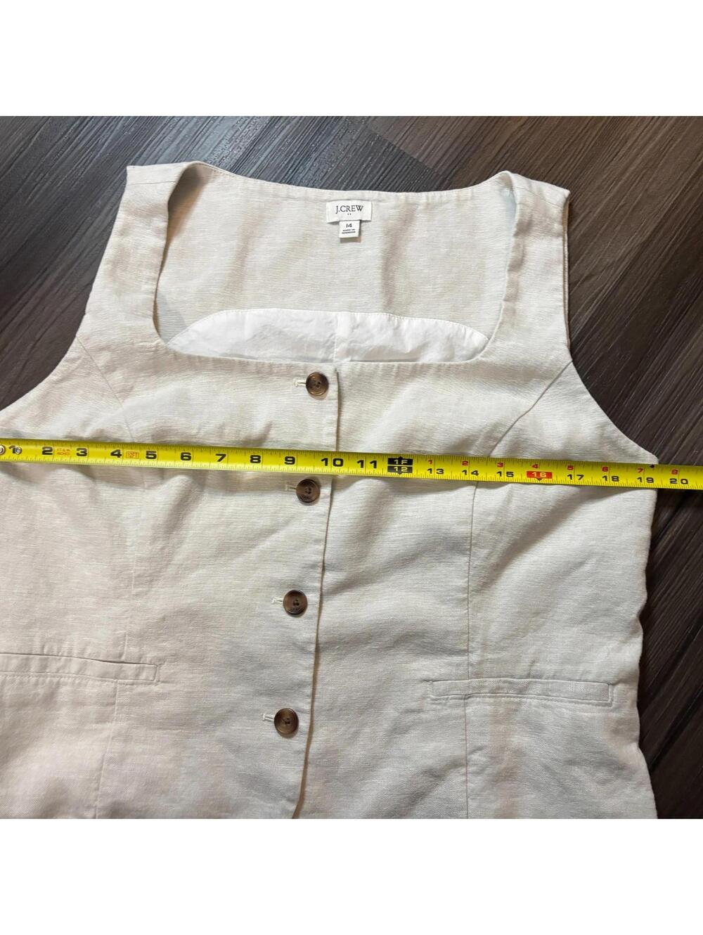 J. Crew Square Neck Linen Blend Vest Top Women's Size 14 Beige Sleeveless - Picture 5 of 8